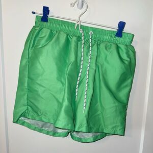 SHEIN Green Swim Trunks Quick-Dry Elastic Waist